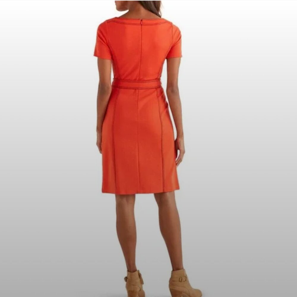 LAST CALL Boden Rebecca Ponte Shift Dress Contrast Stitching Belted Career Soft - Picture 3 of 9